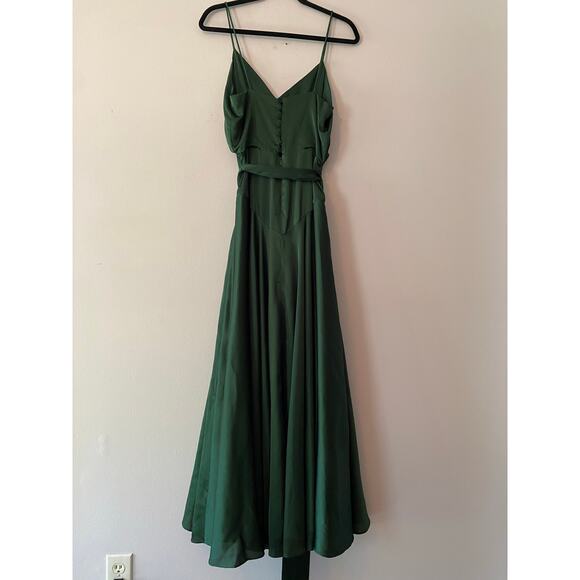Fame and Partners Emerald Green Drop Waist Maxi Dress Holiday Women's 4 / Small - Picture 6 of 14